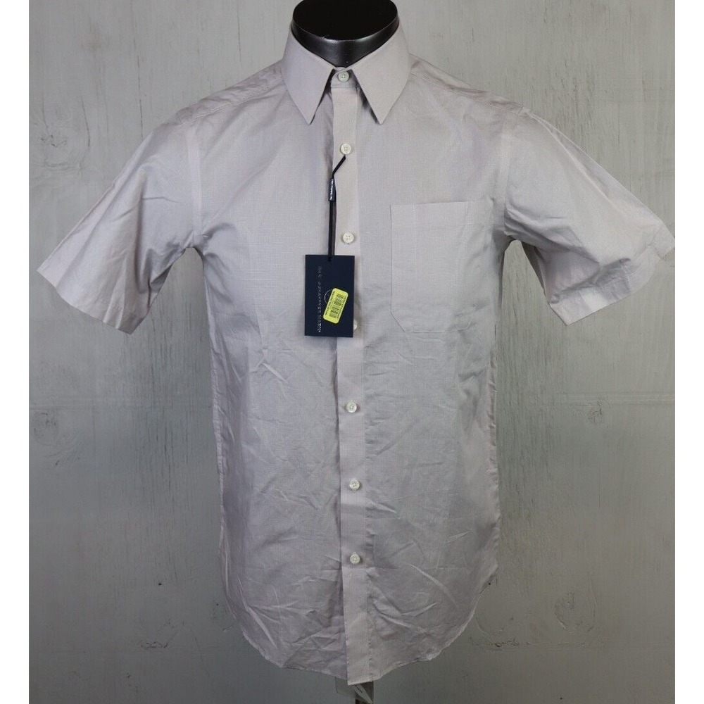 Mens‎ Hart Schaffner Marx Short Sleeve Button Front Shirt Sz S Gray Cotton Linen